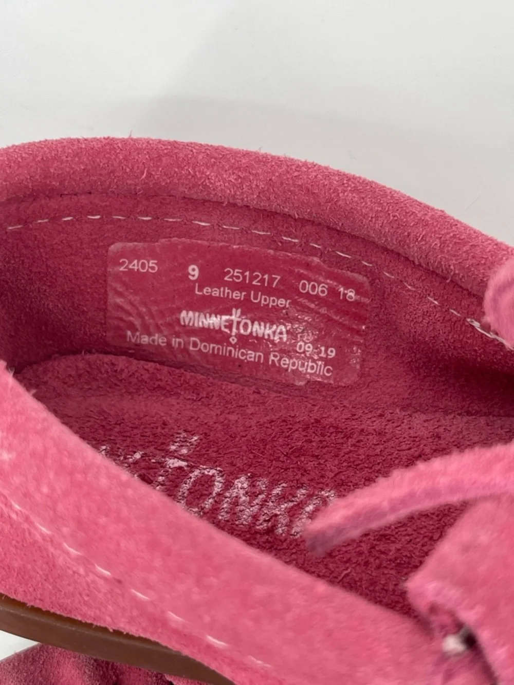Minnetonka Kids Raspberry Pink Suede Fringe Moccasins